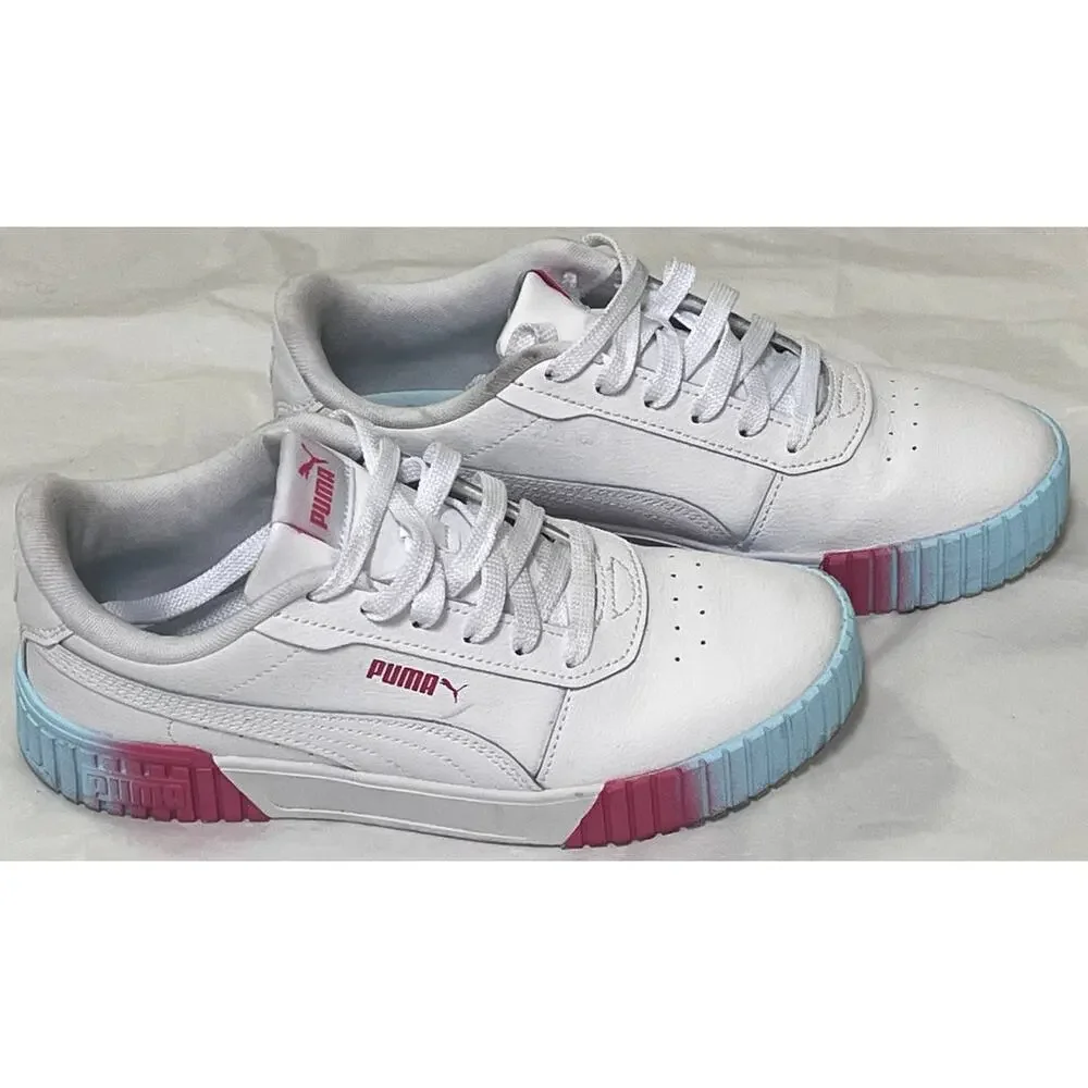 Big Kid's Puma Carina 2.0 Fade Jr White/Pink/Blue - size 7 - 390472-01 With Box